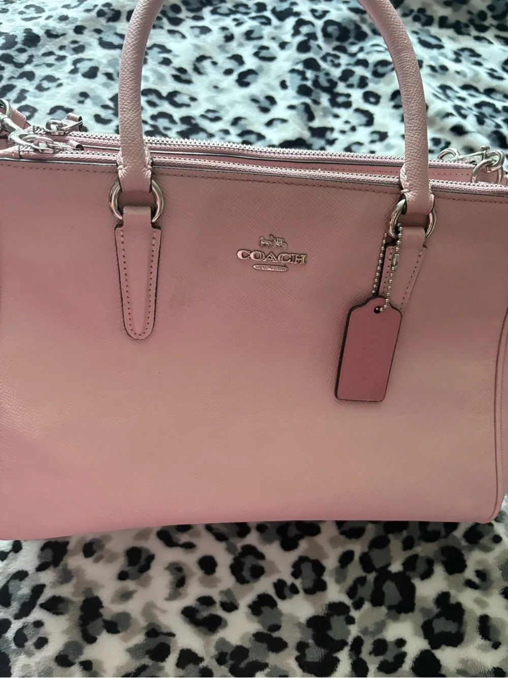 COACH Surrey Carryall in Blush Pink Leather Double-Zip Satchel